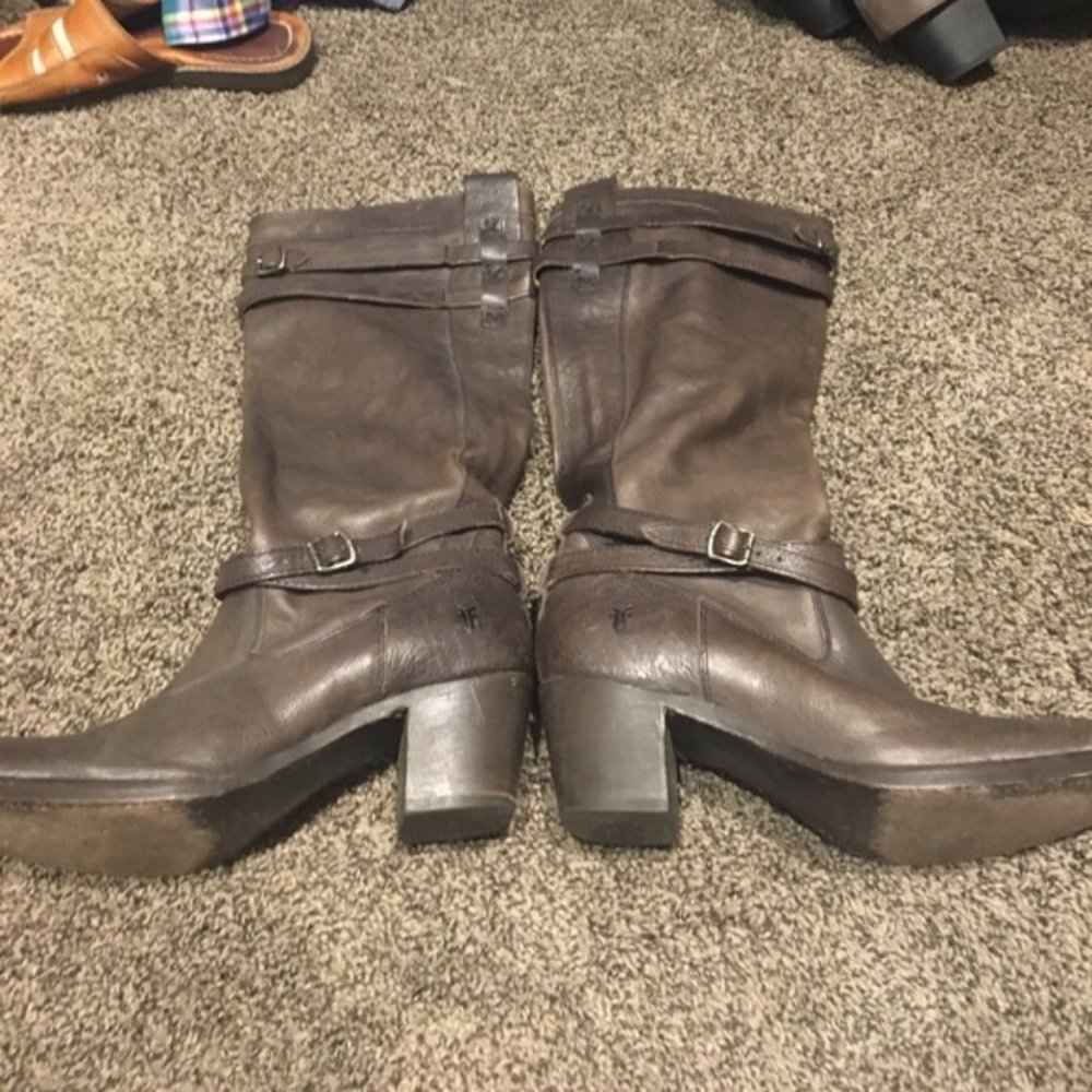 Frye Buckle Heeled Boots